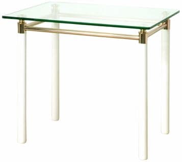 Table D'appoint En Tube D'acier Coloris Blanc-doré, L60 X P50 X H54 Cm