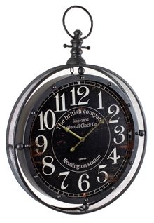 Horloge Métal Gousset Noir Grande Taille, D. 60 X Ep. 10 X H. 84 Cm