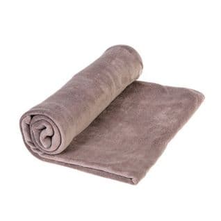 Plaid Polaire Microfibre Taupe, L230 Cm