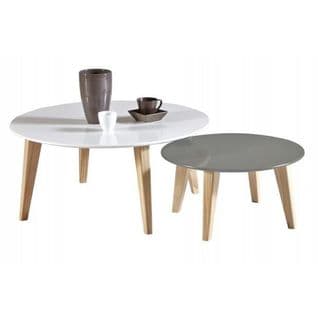 Lot De 2 Tables Basses Shake En Mdf Et Mélamine Blanc - Dim : 78 X 35 X 78 Cm