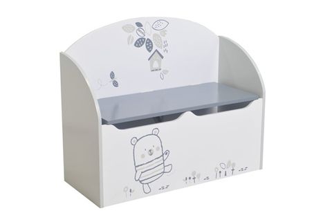 Coffre À Jouets Honey En Panneaux De Particules Blanc/gris - Dim : 69,3 X 54,3 X 29,3 Cm