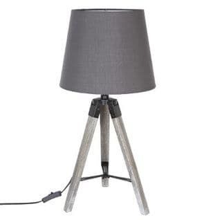 Lampe De Table En Polyester Et Bois Coloris Gris - Dim : H56 X D28 Cm