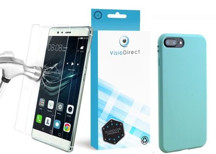 Verre Trempé Pour iPhone Xr 6.1" + Coque De Protection Turquoise Souple Silicone -