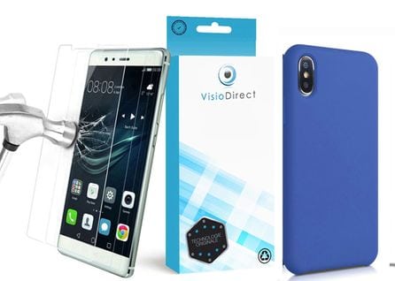 Verre Trempé Pour iPhone 11 6.1" + Coque De Protection Bleu Marine Souple Silicone -