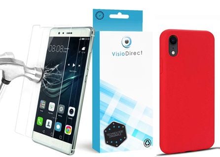 Verre Trempé Pour iPhone 11 6.1" + Coque De Protection Rouge Souple Silicone -