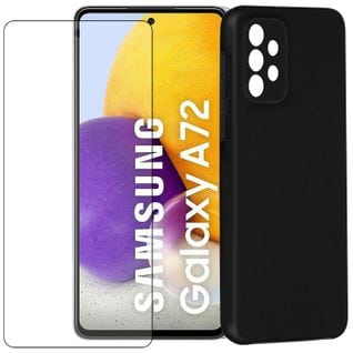 Film Verre Trempé Pour Samsung Galaxy A72 5g Sm-a726b 6.7"+coque De Protection Noir Souple