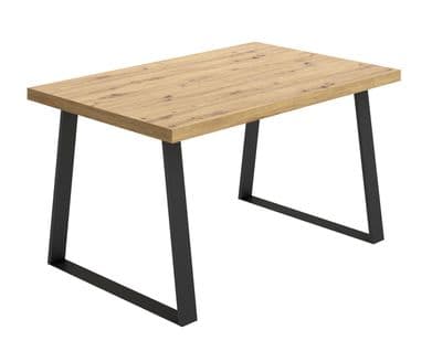 Table à Manger Extensible En Bois Coloris Chêne Avec Pieds En Métal Noir