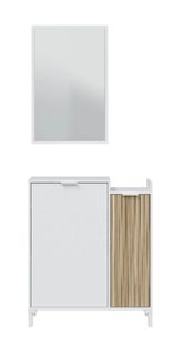 Meuble d'entrée, meuble de rangement coloris chêne canadien, naturel   - L. 77 x H. 91 x P. 24 cm