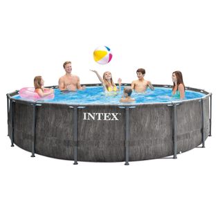 Grande Piscine Ronde En Kit Baltik - Diamètre 549 Cm - Effet Gris Cérusé