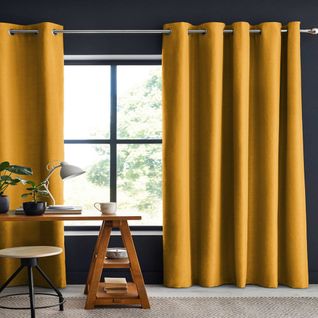 Rideau Occultant Polyester Jaune 180x260 Cm