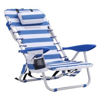 Chaise De Plage Avec Oreiller, En Aluminium,bpliable, Inclinable