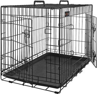 Cage Pour Chiens, Avec 2 Portes, 122 X 74,5 X 80,5 Cm, Noir