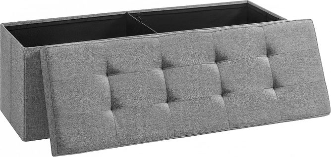 Banc avec Espace de Rangement, Pliable, Capacité de Charge 300 kg, 120 L, Gris Clair