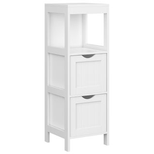 Armoire De Salle De Bain Sur Pied  Avec 2 Tiroirs, 30 X 30 X 89 Cm, Blanc