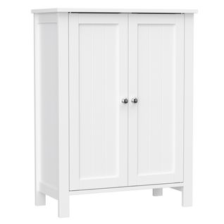 Armoire De Salle De Bain Avec 2 Portes Et 2 Étagères Réglables, 60 x 30 x 80 cm, Blanc