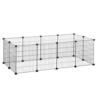 Enclos Modulable Pour Petits Animaux, Cage Pour Hamsters, Lapins, Cochon D’indeintérieur Noir