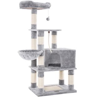 Feandrea Arbre À Chat Stable, Tour De Jeux 138 Cm, Gris Clair