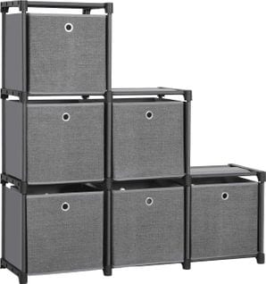 Étagère À Emboîter 6 Cubes Système De Rangement Avec 6 Boîtes En Tissu Diy Armoire Multifonction