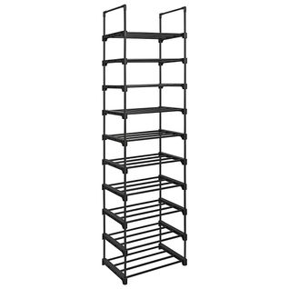 Etagère à Chaussures En Fer Noir Avec 10 Niveaux Modulables - H174 Cm