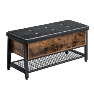 Banc De Rangement, Bout De Lit, 100 X 40 X 47 Cm, Siège Rembourré,style Industriel, Charge 120 Kg