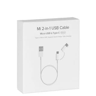 Mi 2-in1 Usb Cable - Câble Combo Micro Usb et Type C - 1m - Recharge Rapide - Blanc (blister)