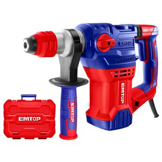 Marteau Perforateur Filaire 1500w Emtop Système De Mandrin Sds Plus Anti-vibration Avec 3 Forets Et