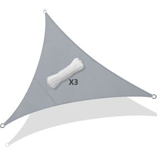 Vounot Voile D’ombrage Triangle Imperméable Polyester Avec Corde 3x3x3m Gris