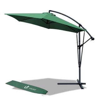 Parasol Déporté 3m Avec Housse De Protection Et Sangle De Fixation Vert