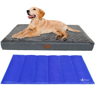 Matelas Panier Pour Chien Avec Tapis Gel Rafraichissant Amovible 90x68cm