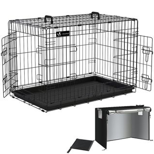 Cage Pour Chien Pliable Avec 2 Portes Verrouillable Plateau Amovible 92x58x64cm