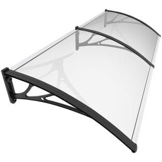 Auvent De Porte Marquise 200x80 Cm Transparent En Polycarbonate Anti Uv Noir