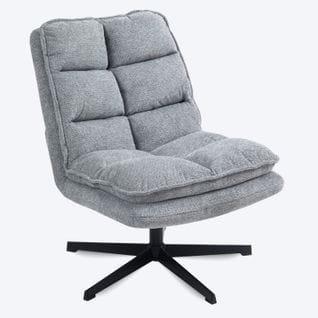 Fauteuil Salon Pivotant Sur 360° Avec Dossier Pliante Assise Épais Revêtement En Tissu, Gris