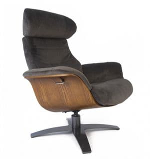 Fauteuil Velours Et Chêne Naturel - Véga - Velours Brun