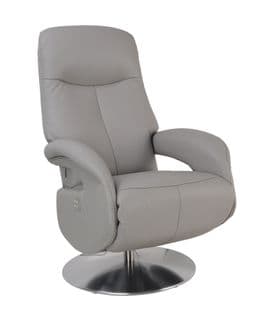 Fauteuil De Relaxation Électrique - Tolma - Cuir Gris Tourterelle