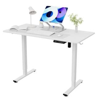 Bureau Assis Debout Électrique 120x60cm,fonction Mémoire, réglable, port USB Et Type C, blanc