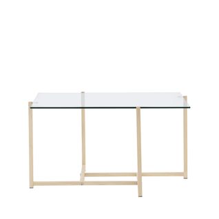 Hybrid - Table Basse Carrée En Verre Et Métal 80x80cm - Couleur - Beige