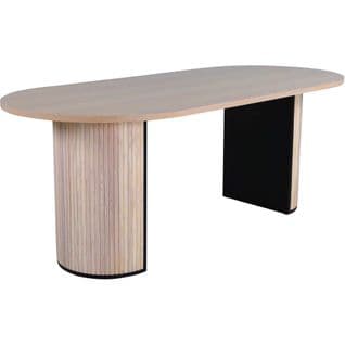 Table De Repas Ovale Bianca 200 X 90 Cm Noir Et Naturel