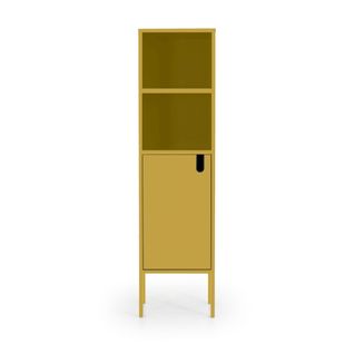 Uno - Colonne De Rangement En Bois 1 Porte 2 Niches H152cm - Couleur - Jaune Moutarde