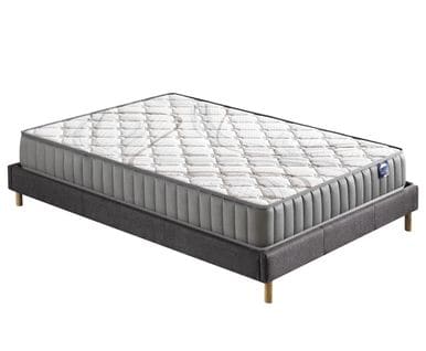 Ensemble 140x190cm, Matelas Mousse Accueil Latex + Sommier Tissu Gris