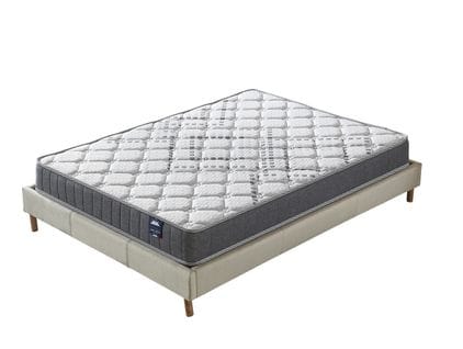 Ensemble Matelas Ressorts + Sommier 160x200cm, Eliha 20cm D’épaisseur Et Sommier Tissu Blanc