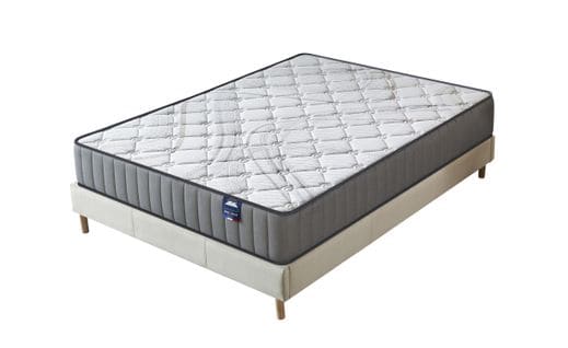 Ensemble 140x190cm, Matelas Mousse Accueil Latex + Sommier Tissu Blanc