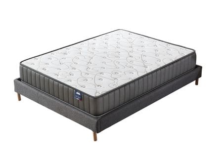 Ensemble Matelas Mousse + Sommier 160x200cm, Orionis 22cm D’épaisseur Et Sommier Tissu Gris