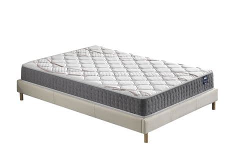 Ensemble Matelas Ressorts + Sommier 140x200cm, Essem 25cm D’épaisseur Et Sommier Tissu Blanc