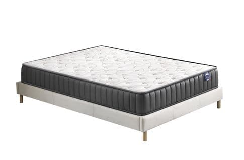 Ensemble Matelas Mousse + Sommier 120x190 Cm, Orionis 16cm D’épaisseur Et Sommier Tissu Blanc