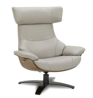 Fauteuil En Cuir Et Chêne Naturel - Naos - Cuir Gris