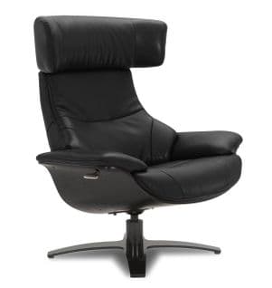 Fauteuil En Cuir Et Chêne Noir - Naos - Cuir Noir