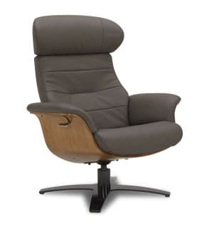 Fauteuil En Cuir Et Bois Chêne Naturel - Vega - Cuir Anthracite