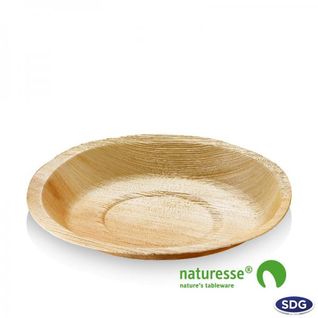 Assiette Ronde En Feuille De Palmier 22 Cm - Sdg Lot De 100