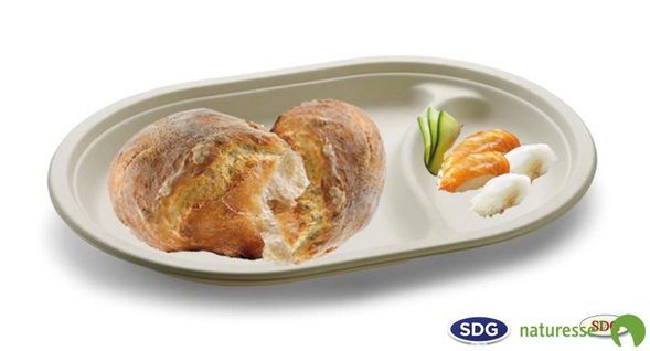 Assiette Pulpe De Cellulose 2 Compartiments 26 à 30 Cm - Sdg - Lot De 500