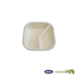 Assiette Carrée 2 Compartiments Pulpe De Cellulose 16x16 Cm - Sdg - Lot De 500